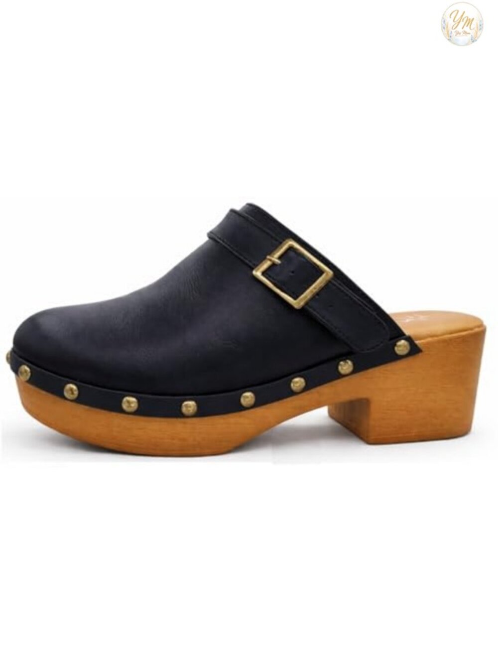 TruFox Women's Clogs Mules Faux Suede Studded Platform Heel Slip-On
